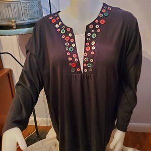 CJ Banks 5X? Black with Holiday Buttons